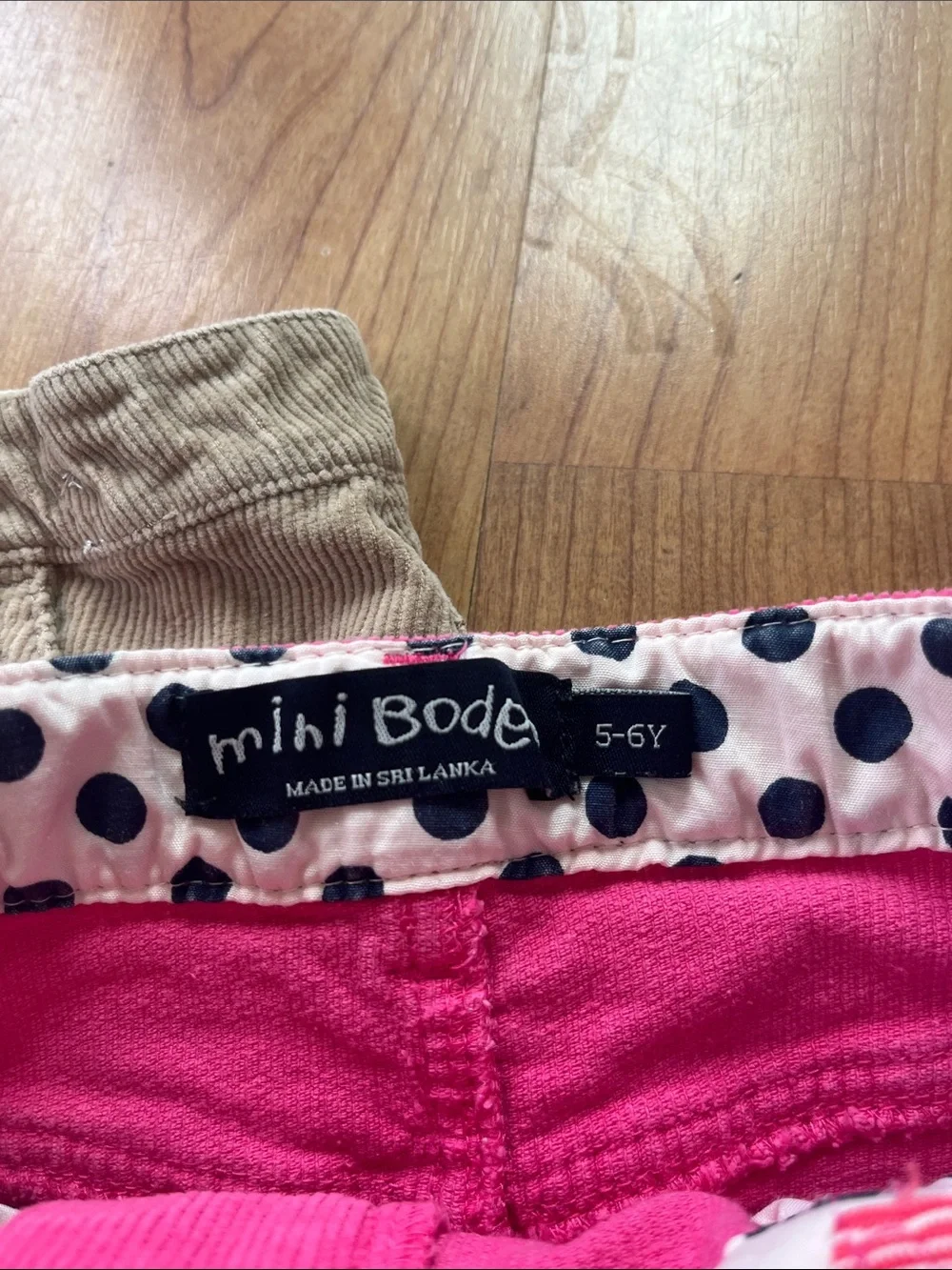 Mini Boden Girls Corduroy Skirts in Hot Pink and Tan